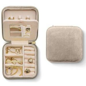 Portable Jewelry Box Organizer - Sage Plush Velvet